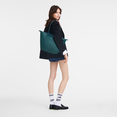Le Pliage Green L Tote bag , Peacock - Recycled canvas
