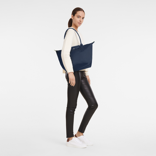 Le Pliage Green L Tote bag , Navy - Recycled canvas - View 2 of  5
