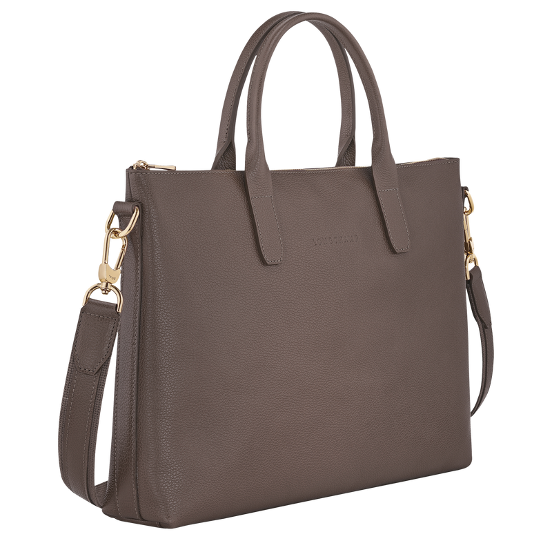 Le Foulonné S Briefcase , Taupe - Leather  - View 3 of  5