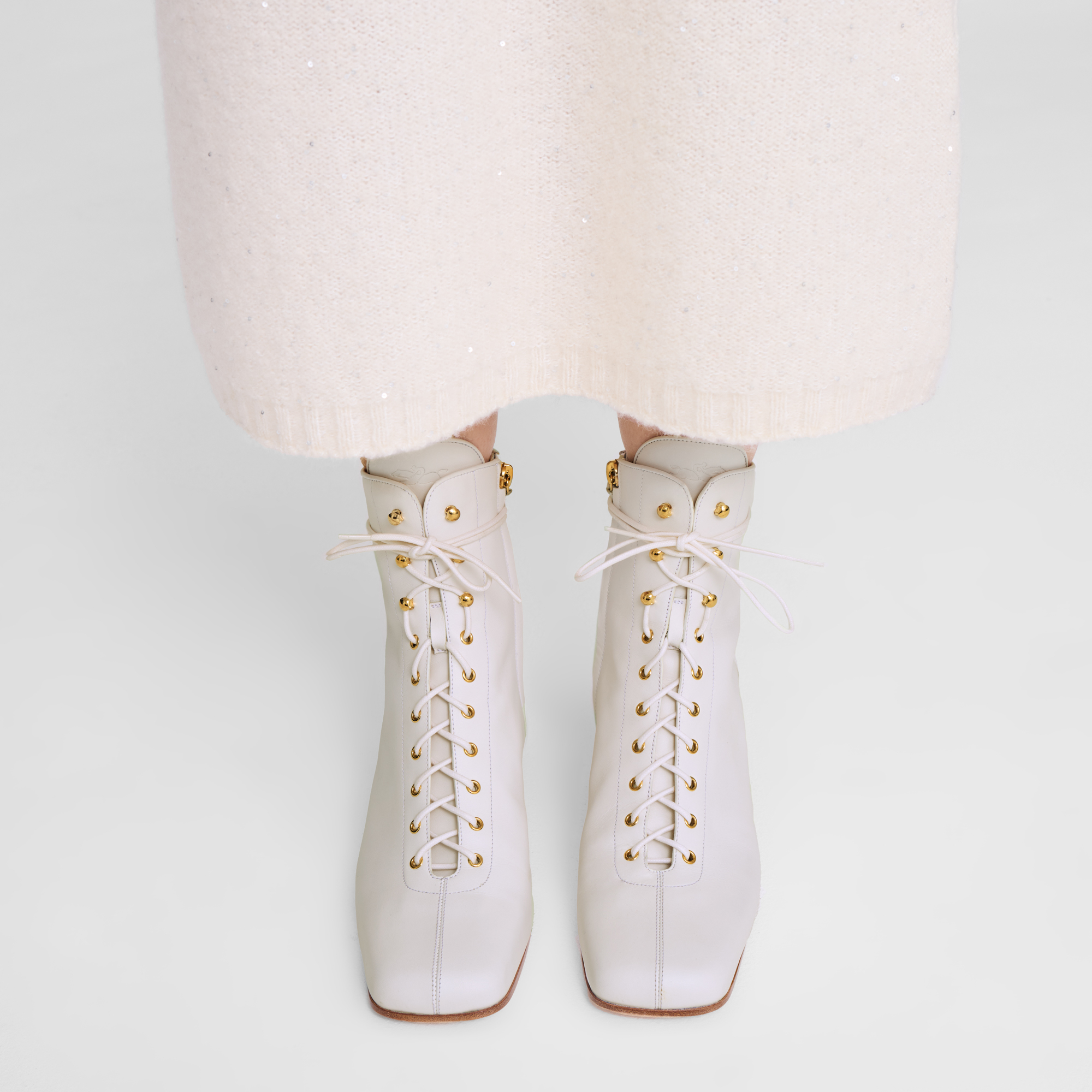 La Patineuse High heel low boots, White