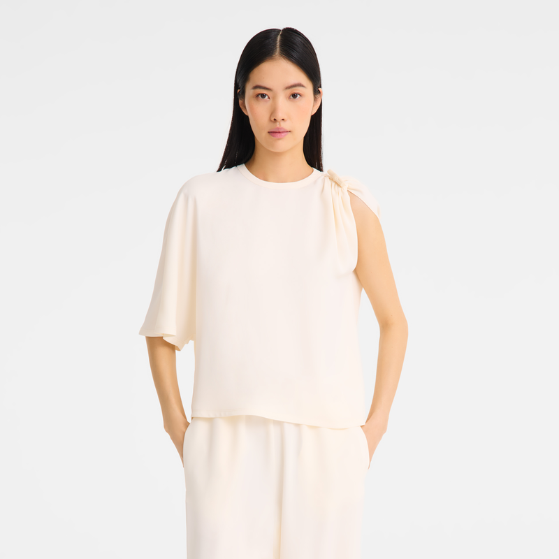 Top , Ecru - Fluid crepe  - View 3 of  4
