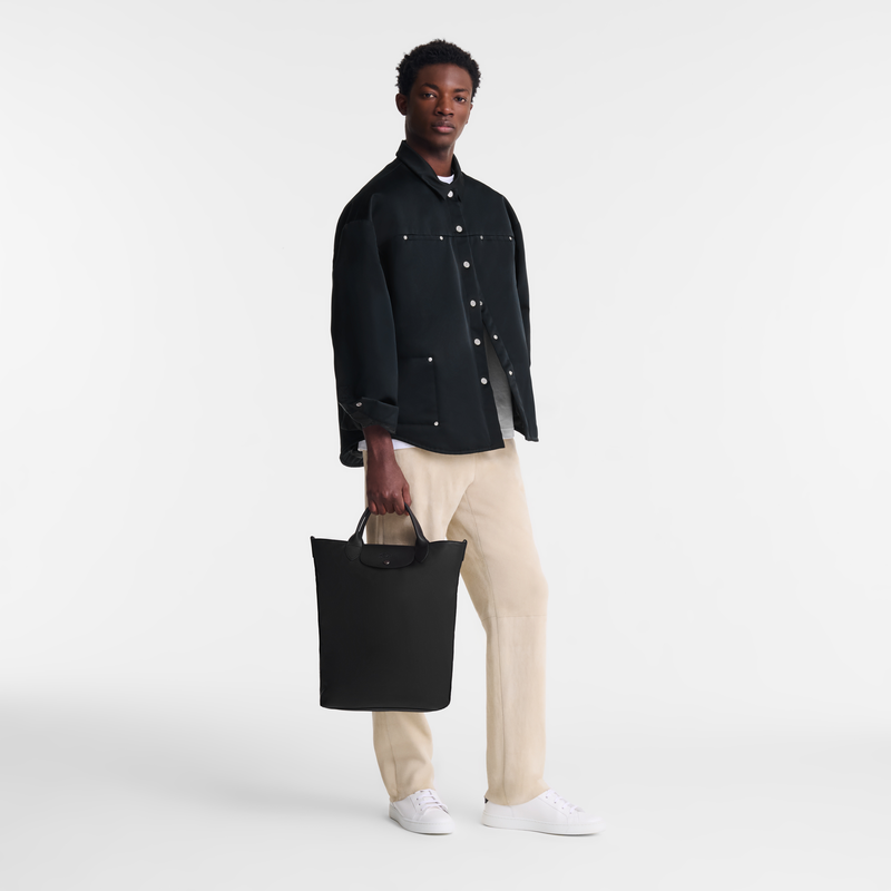 Le Pliage Xtra M Tote bag , Black - Leather  - View 2 of  6