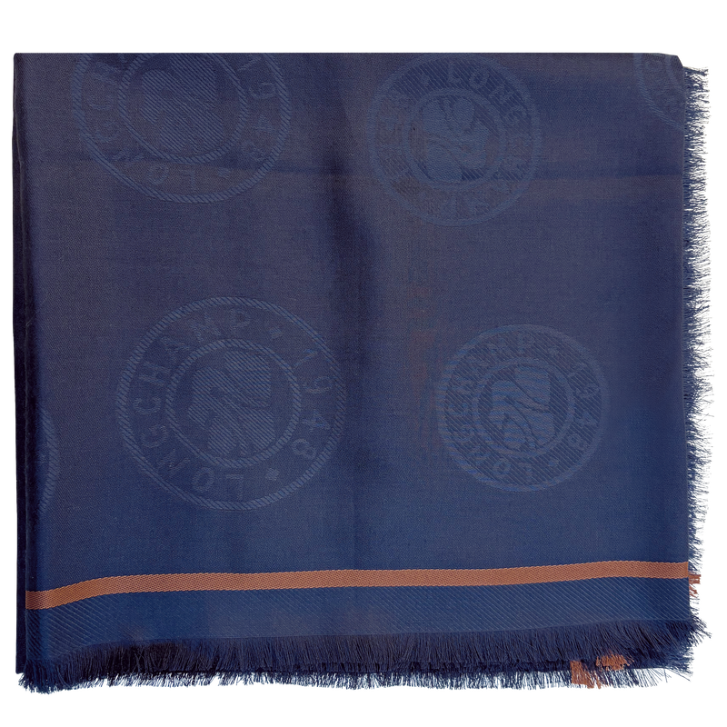 La M&eacute;daille Longchamp Stole , Navy - Cotton blend  - View 3 of  3