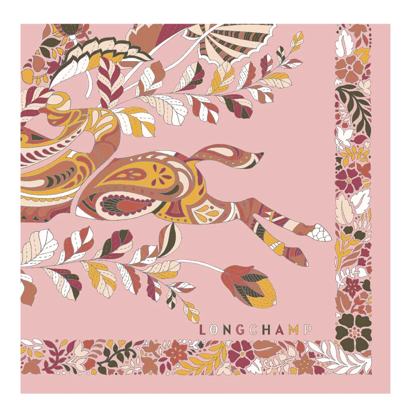 For&ecirc;t Longchamp Silk scarf 50 , Pink Tea - Silk  - View 3 of  3