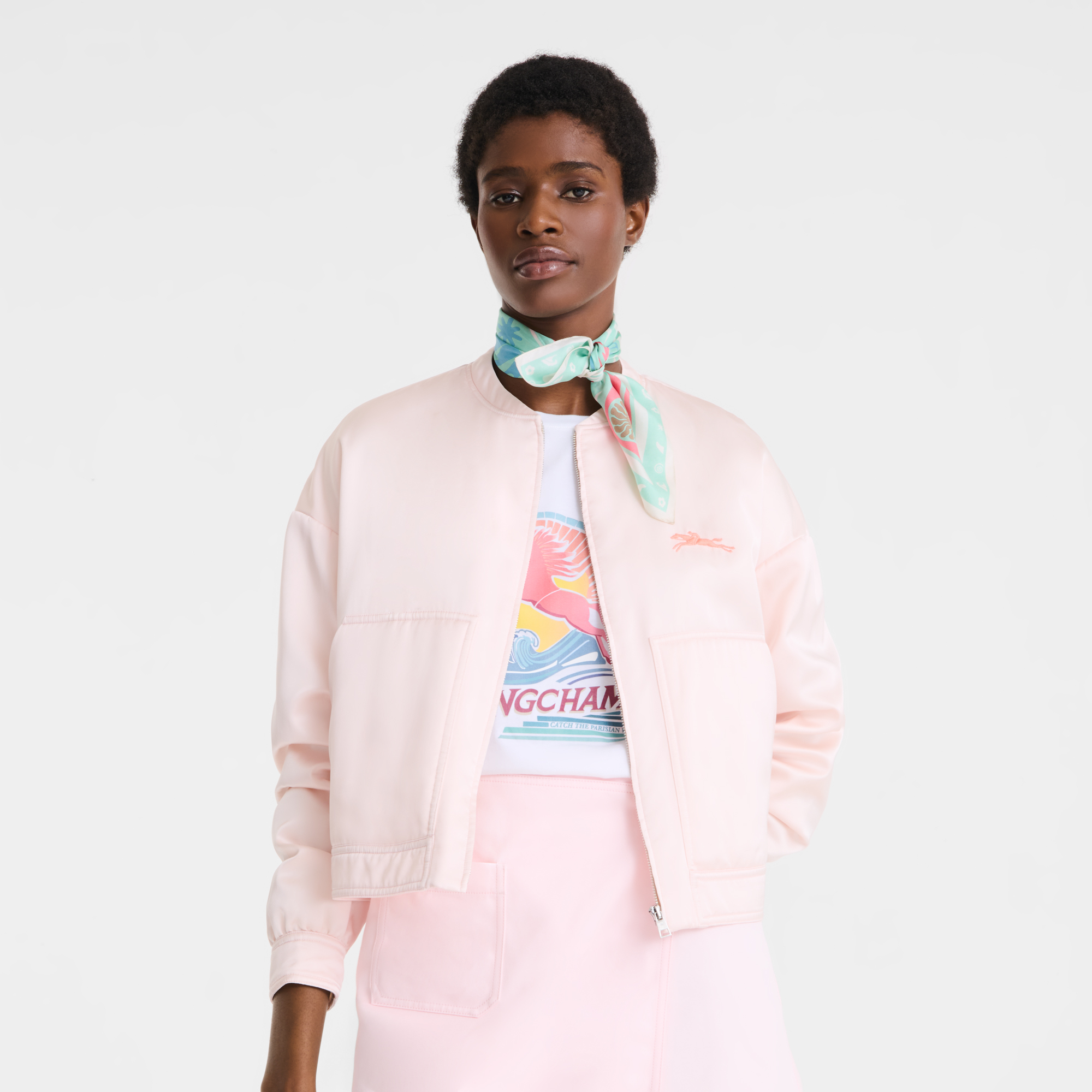 Parisian Surf Club Silk scarf 90, Shrimp