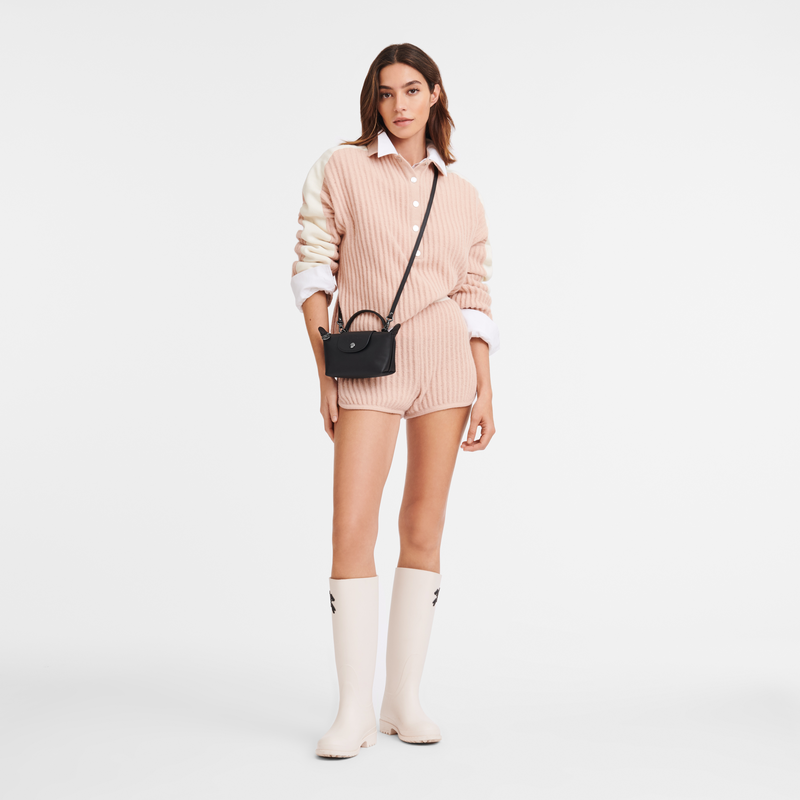 Le Pliage Xtra XS Pouch , Black - Leather  - View 2 of  5