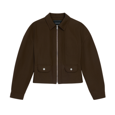 Jacket , Mocha - Double-face gabardine