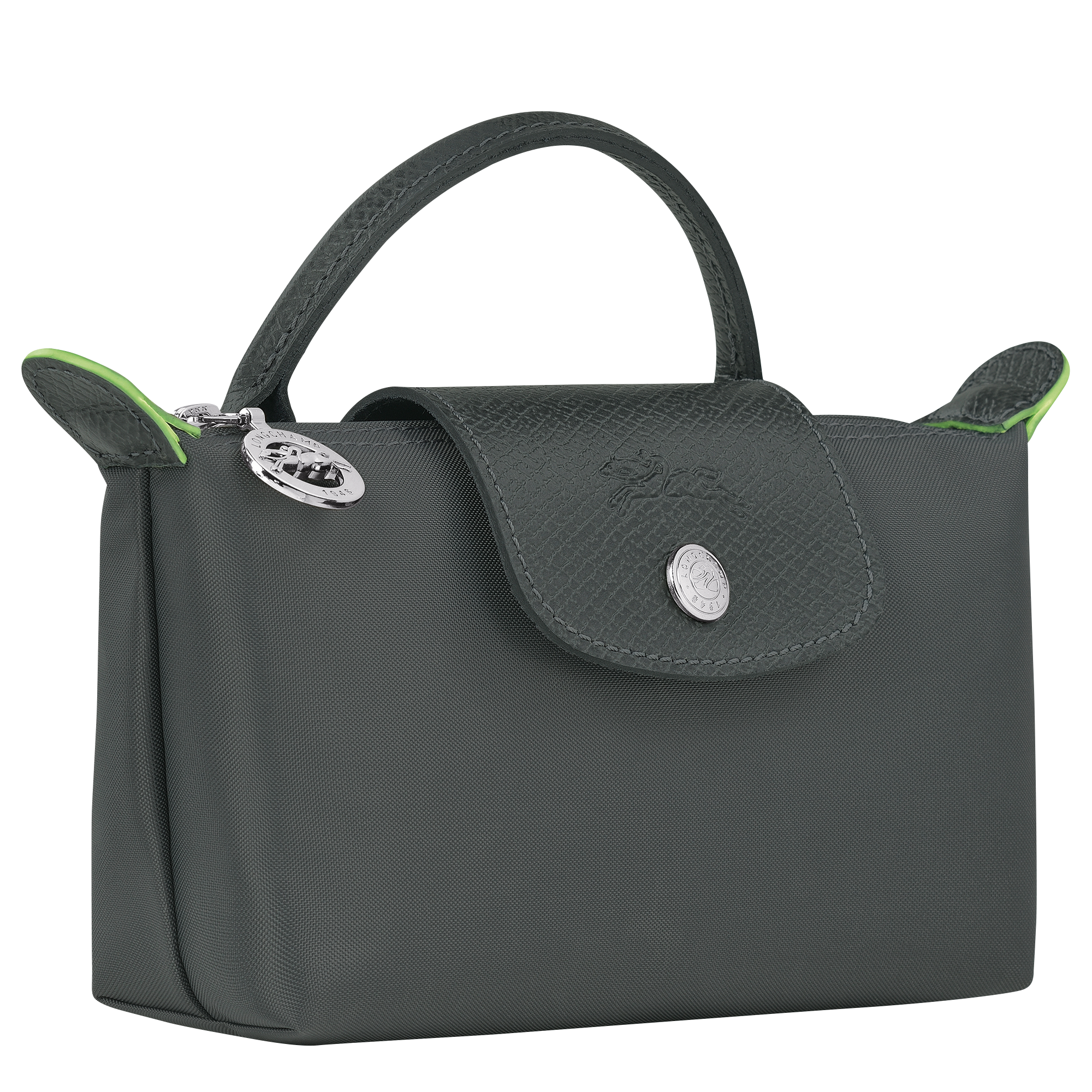 Le Pliage Green Pouch with handle, Graphite