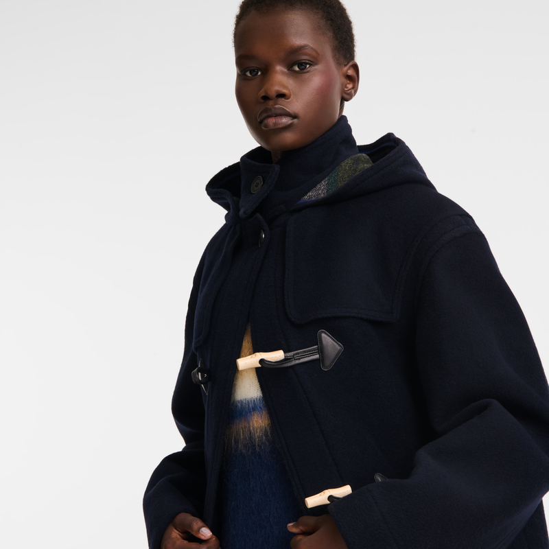 Duffle Coat , Navy - Double-faced wool cloth  - View 4 of  5