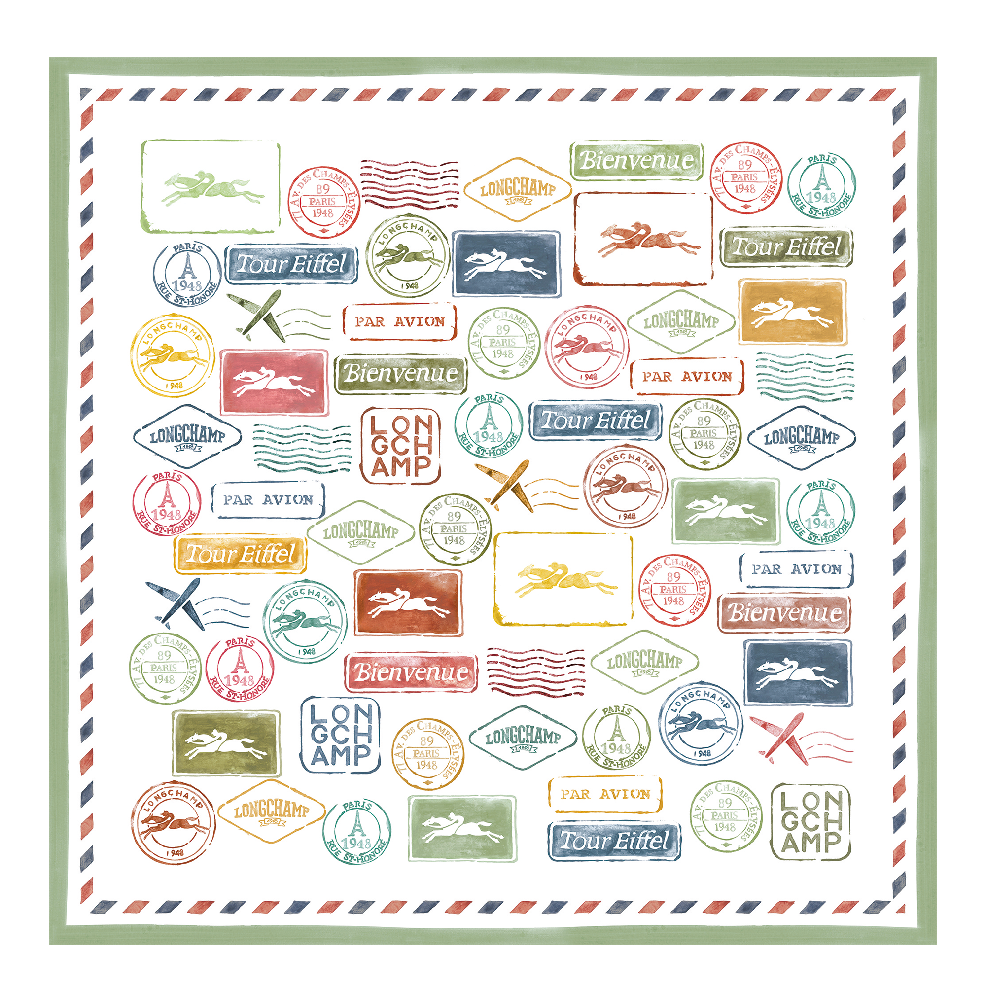 Evasions Longchamp Silk scarf 50, Lichen