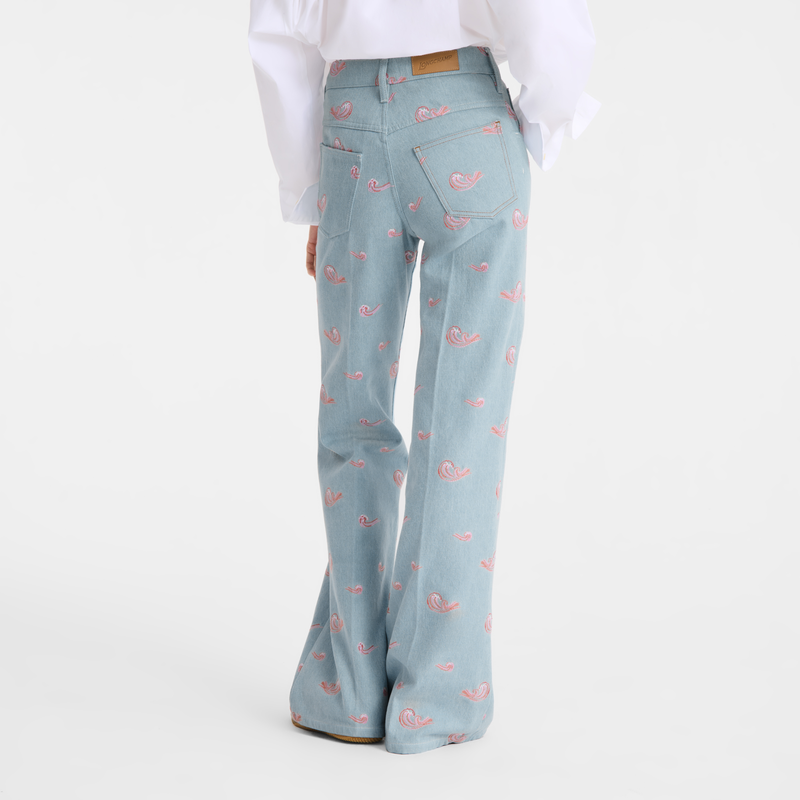 Jean's , Sky Blue - Embroidered denim  - View 2 of  4
