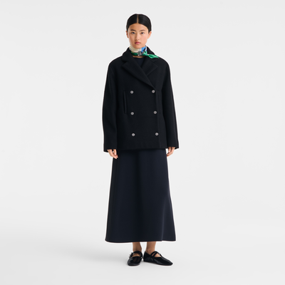 Pea coat , Black - Wool broadcloth