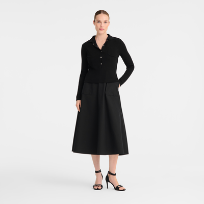 Top , Black - Knit