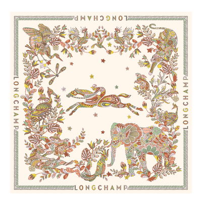 Forêt Longchamp Silk scarf 90 , Ecru - Silk