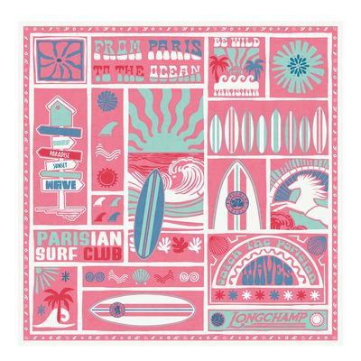 Parisian Surf Club Silk scarf 90 , Shrimp - Silk