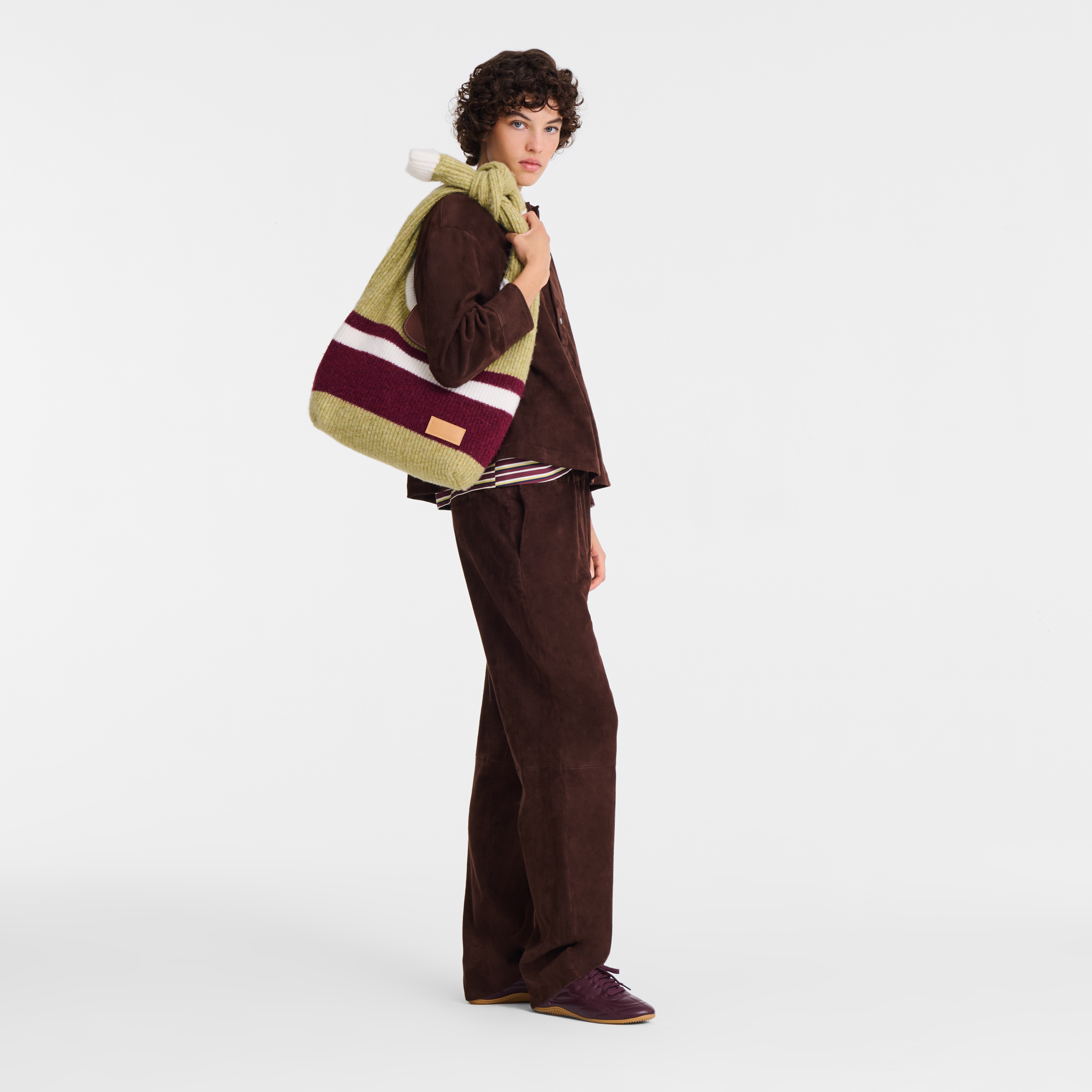 Le Pliage Collection Shoulder bag M, Pistachio/Burgundy