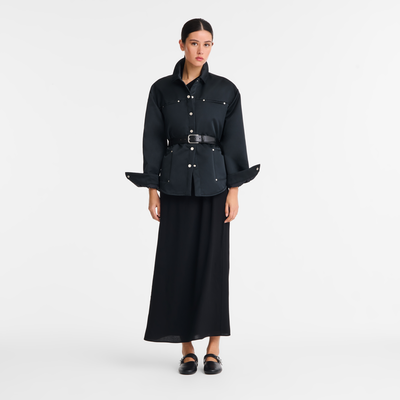 Shirt , Black - Techno satin