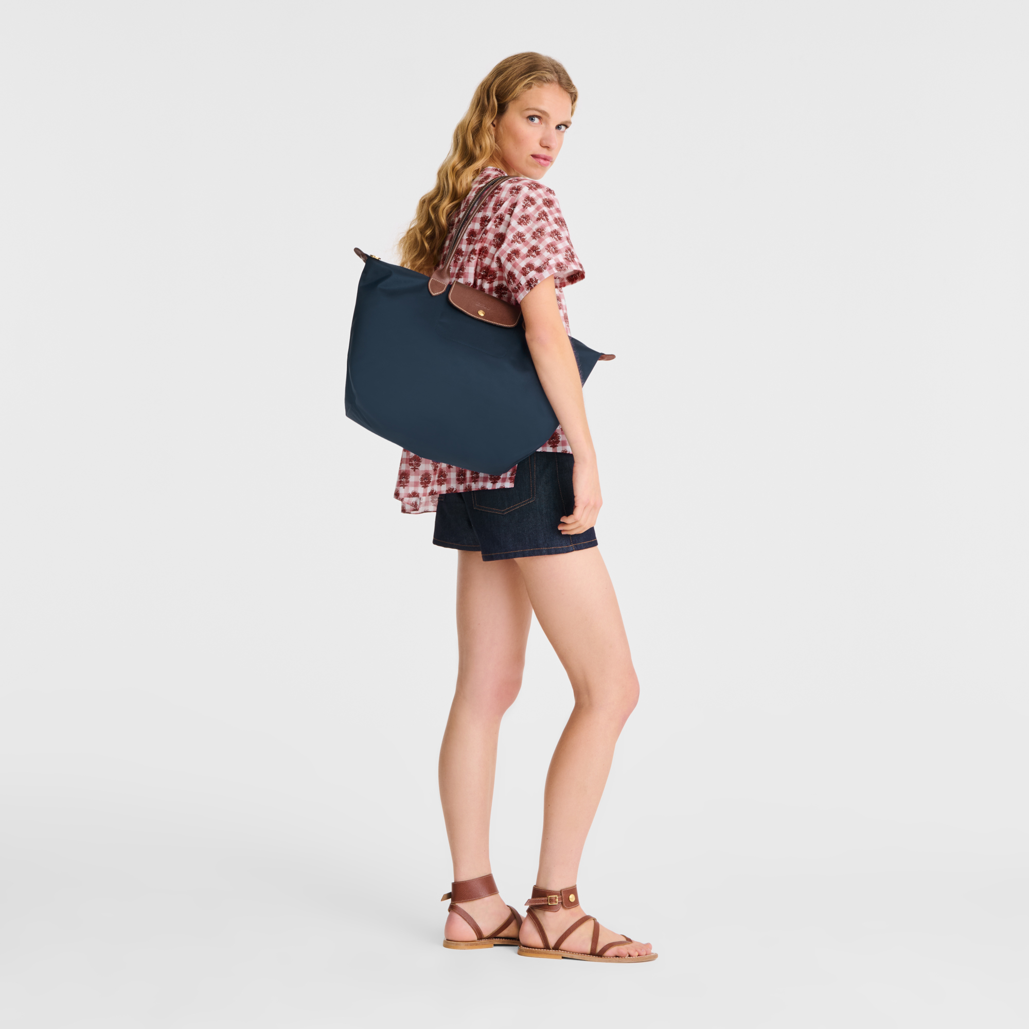 Le Pliage Original L Tote bag Navy - Recycled canvas | Longchamp TH