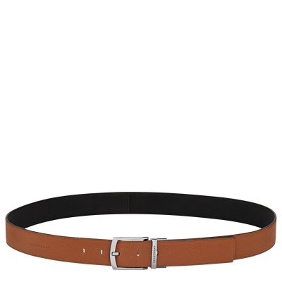 Le Foulonn&eacute; Men's belt , Caramel/Black - Leather