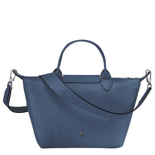 Longchamp+Pilot+BLUE+leather+Lambskin+Le+Pliage+Cuir+Backpack+