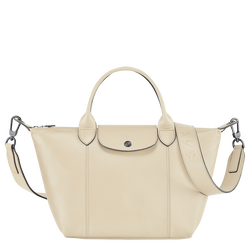 Le Pliage Cuir S Top handle bag , Ivory - Leather