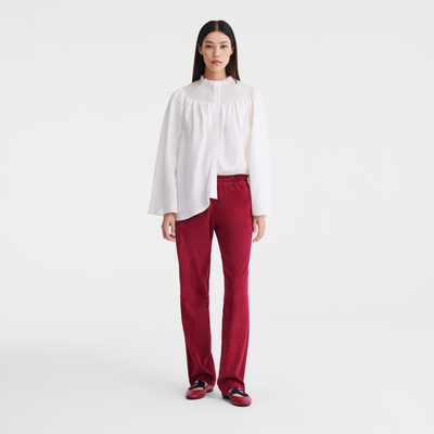 Blouse , Ecru - Smocked veil