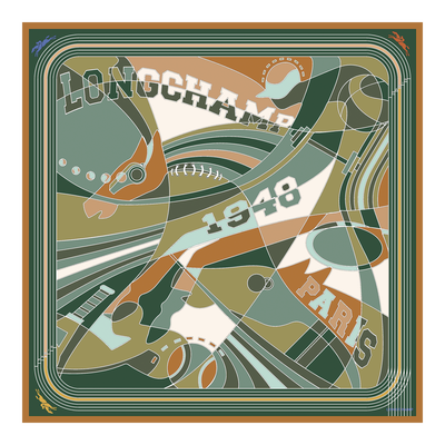 Longchamp League Silk scarf 90, Nutmeg