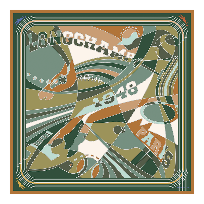 Longchamp League Silk scarf 90 , Nutmeg - OTHER  - View 1 of  2